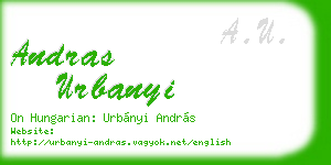 andras urbanyi business card