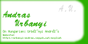 andras urbanyi business card